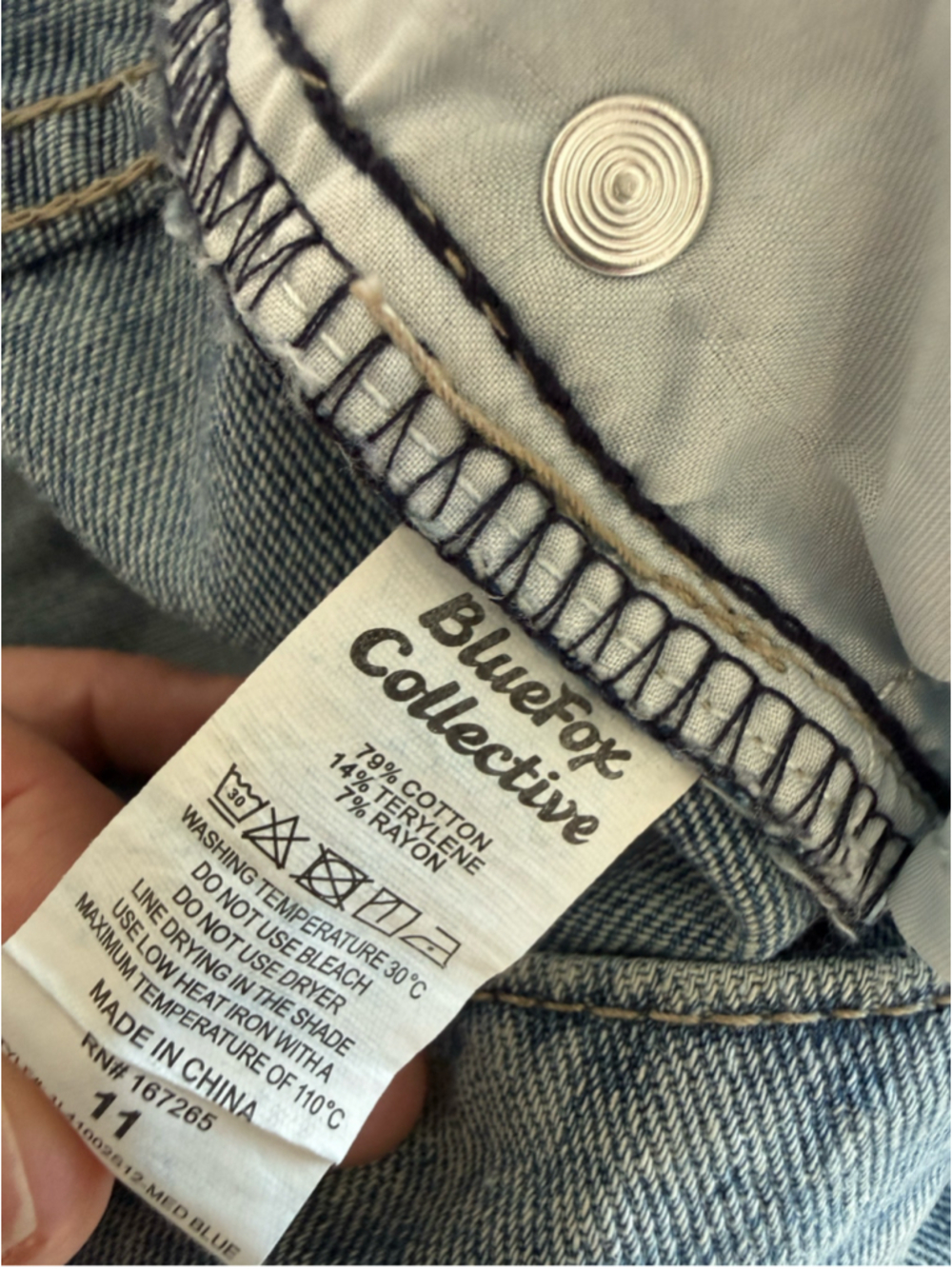 Women's BlueFox Collective Wide Leg Jeans Size 11 Blue White Bow Print - Picture 7 of 9